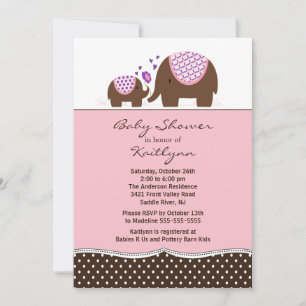 Invitation à un éléphant rose et à un Baby shower 