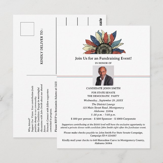 Invitation à un événement de collecte de fonds pou (Devant / Derrière)
