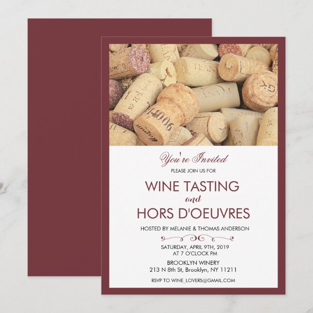 Invitation à un événement de dégustation de vin de (Devant / Derrière)
