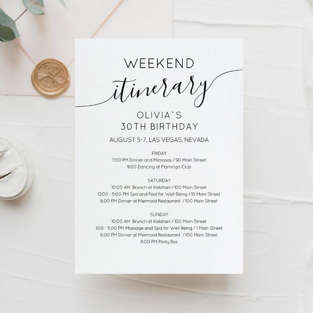 Invitation à un itinéraire d'anniversaire élégant  (Créateur téléchargé)