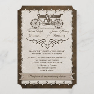 Invitation à un mariage à bicyclette en tandem au 