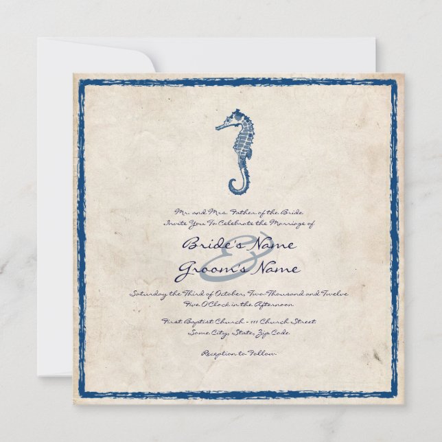 Invitation à un mariage à cheval de la mer bleue V (Devant)