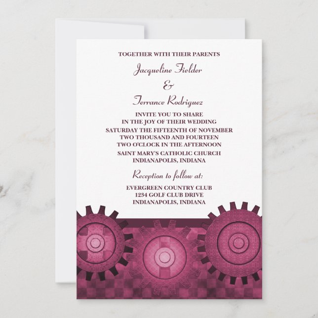 Invitation à un mariage à des engrenages en vapeur (Devant)