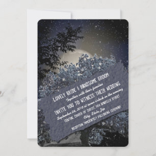 Invitation à un mariage avec des arbres bleus noct