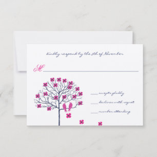 Invitation à un mariage avec des oiseaux vintages