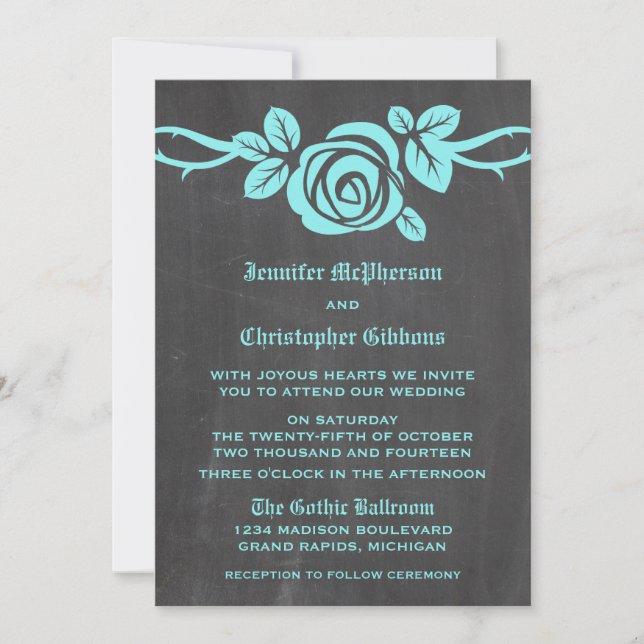 Invitation à un mariage avec un Rose Aqua (Devant)
