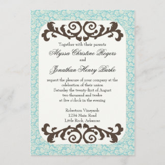 Invitation à un mariage bleu et Brown