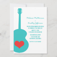 Invitation à un mariage cardiaque Aqua/Red Guitar