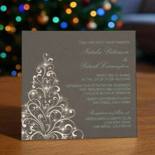 Invitation à un mariage d'arbre de Noël, gris