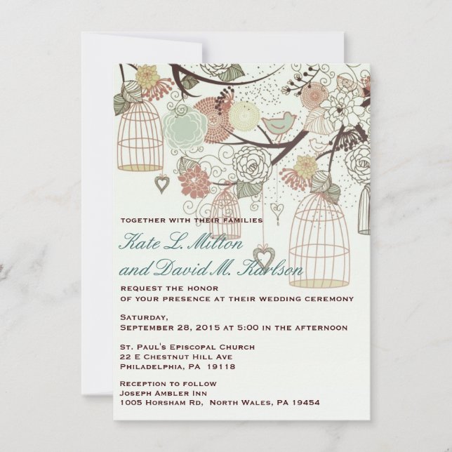 Invitation à un mariage d'arbre pour les fleurs de (Devant)