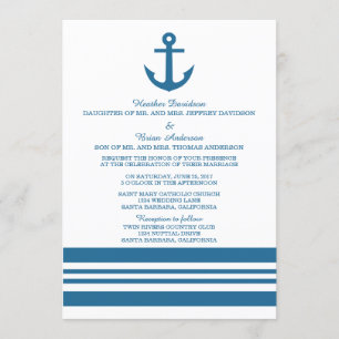 Invitation à un mariage de Ancres nautiques