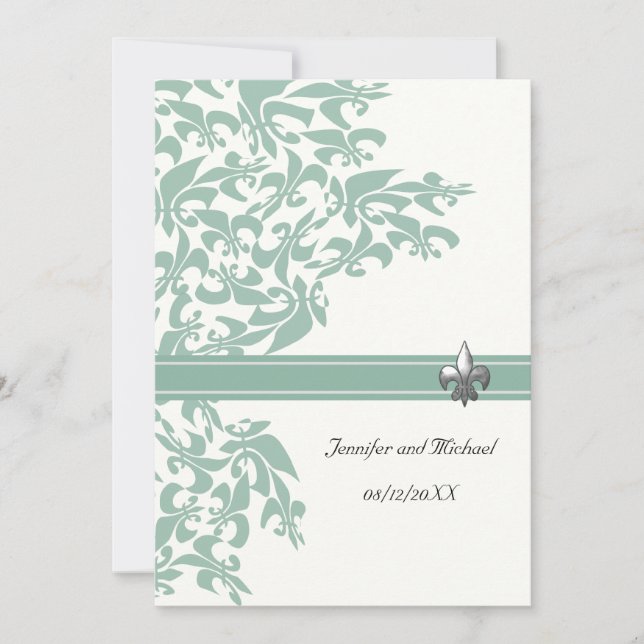 Invitation à un mariage de design pour la menthe e (Devant)