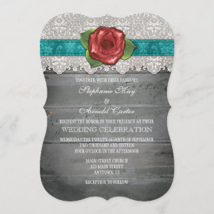 Invitation à un mariage de Roses en bois rustique 