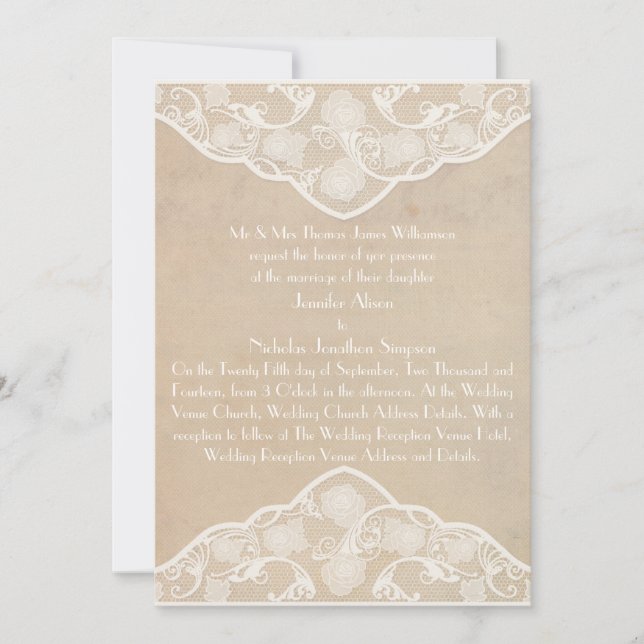 Invitation à un mariage de style de toile et de de (Devant)