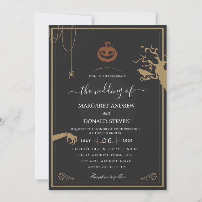 invitation à un mariage d'Halloween effrayant (Devant)