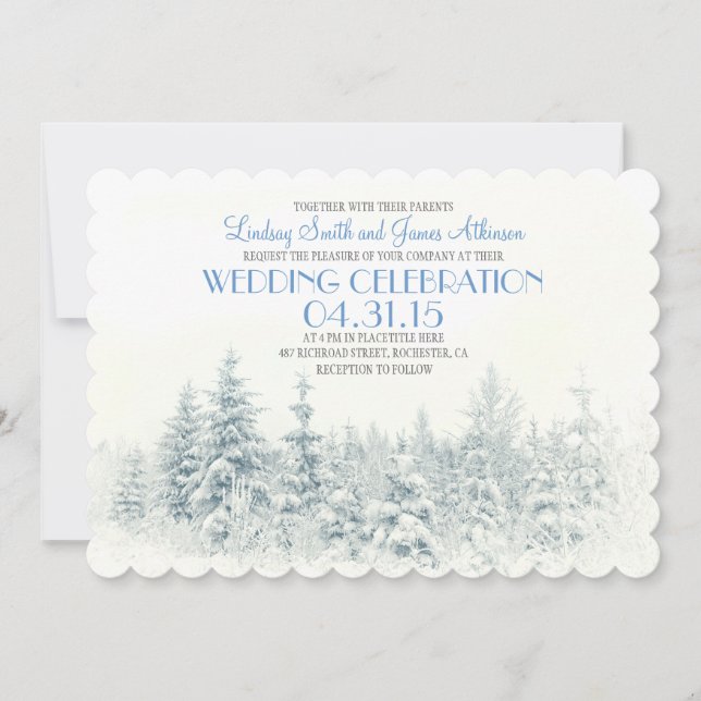 Invitation à un mariage d'hiver blanc (Devant)