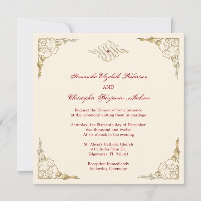 Invitation à un mariage d'or à l'élégance Golden A (Devant)