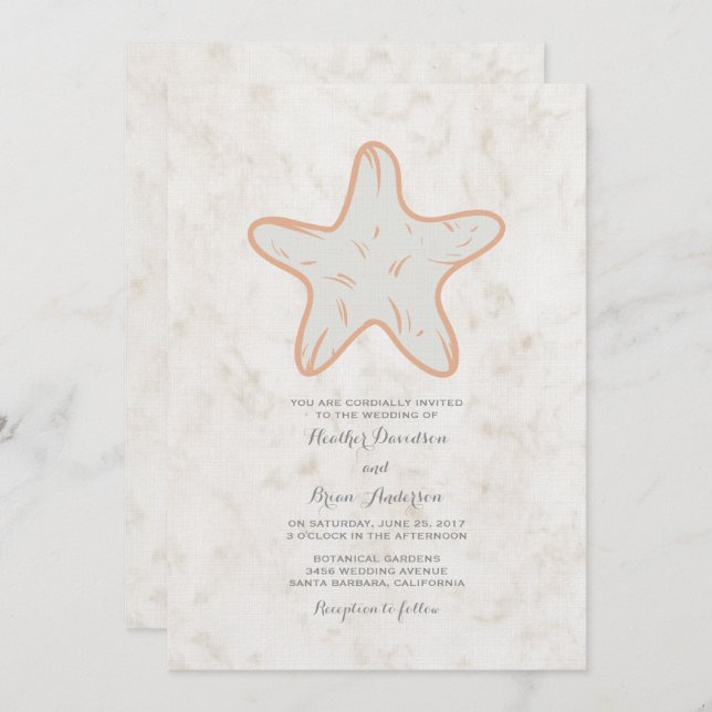 Invitation à un mariage d'orange rustique à l'étoi (Devant / Derrière)