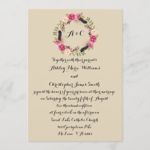 Invitation à un mariage floral Faire-part de maria