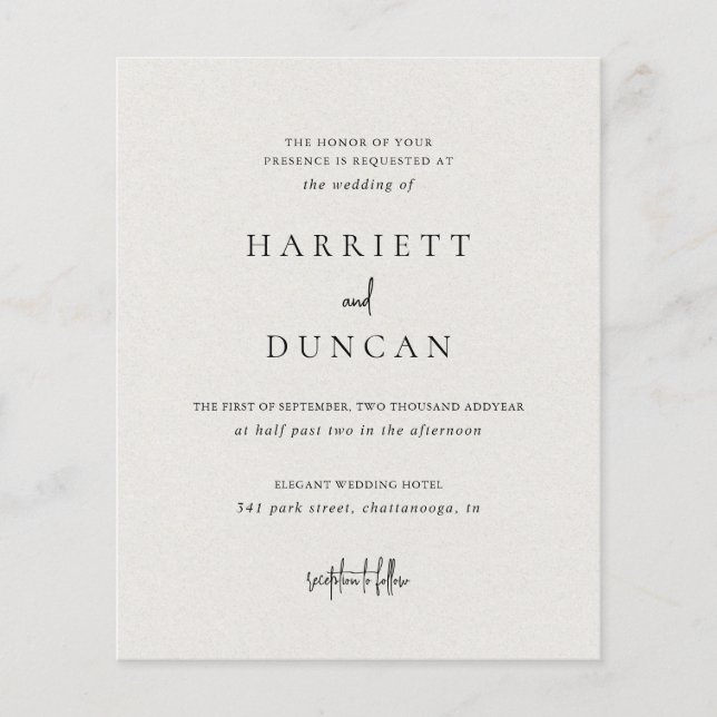 Invitation à un mariage neutre et budgétaire (Devant)