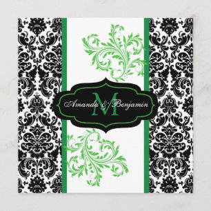 Invitation à un mariage noir, blanc, vert pour les