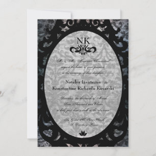 Invitation à un mariage ovale de goth noir fantais