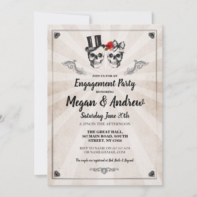 Invitation à un mariage pour la fête d'engagement  (Devant)