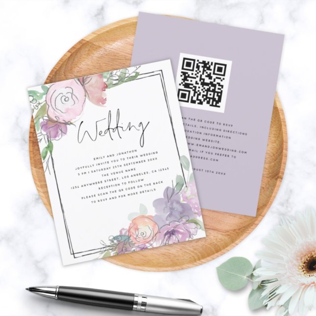 Invitation à un mariage QR dans un cadre scintillé (Créateur téléchargé)