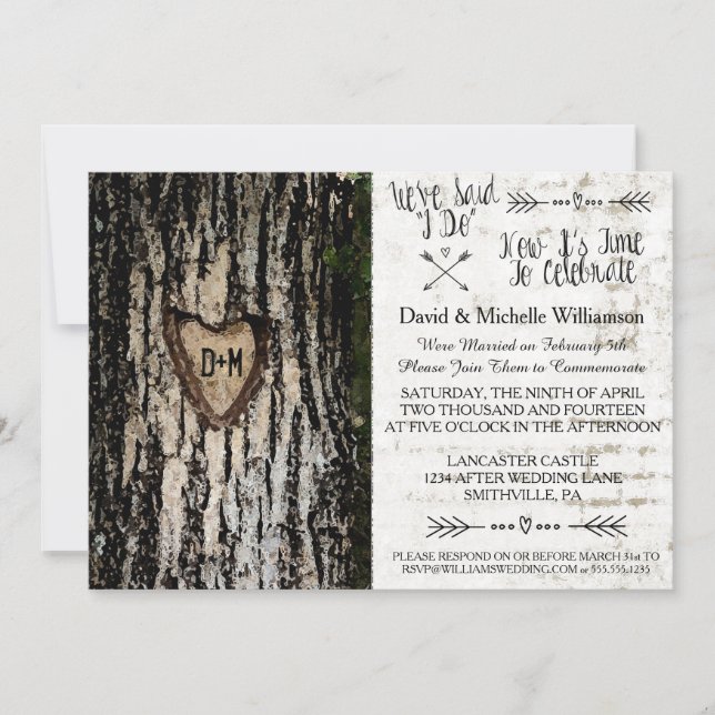 Invitation à un mariage romantique avec un arbre (Devant)