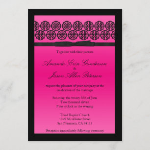 Invitation à un mariage rose chic avec la vache