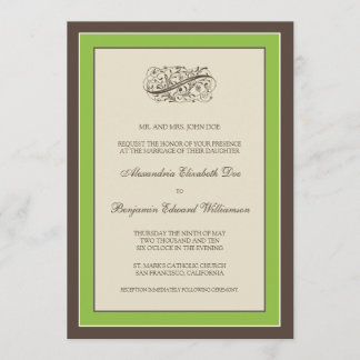 Invitation à un mariage tout simple (pomme verte)