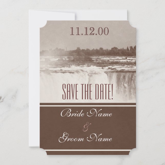 Invitation à un mariage vintage à Niagara Falls (Devant)