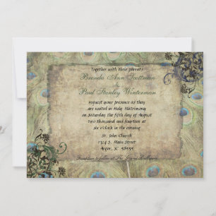 Invitation à un mariage vintage de Peacock