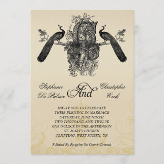 Invitation à un mariage vintage de trois monogramm