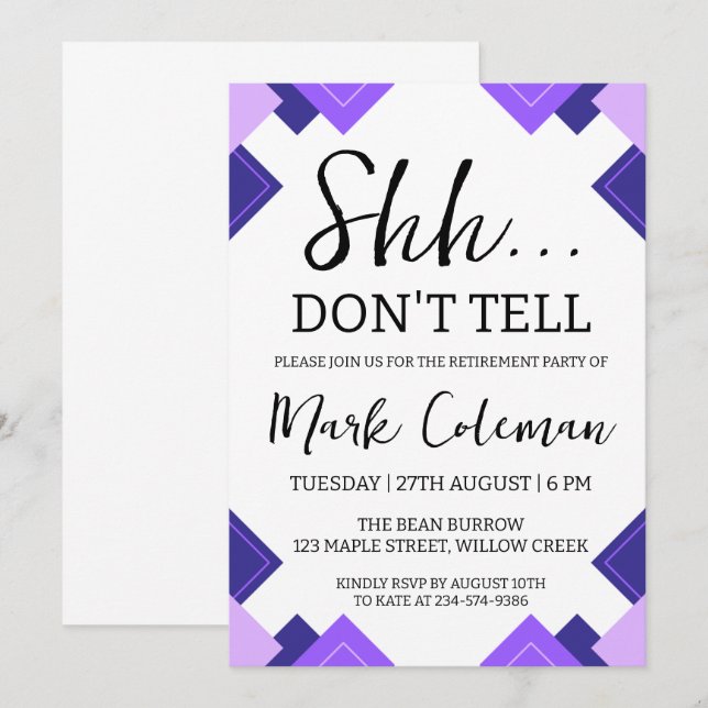 invitation à un parti de retraite surprise (Devant / Derrière)