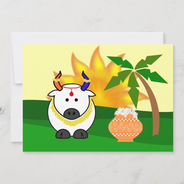 Invitation à un pongal, à une vache et à un arbre (Dos)