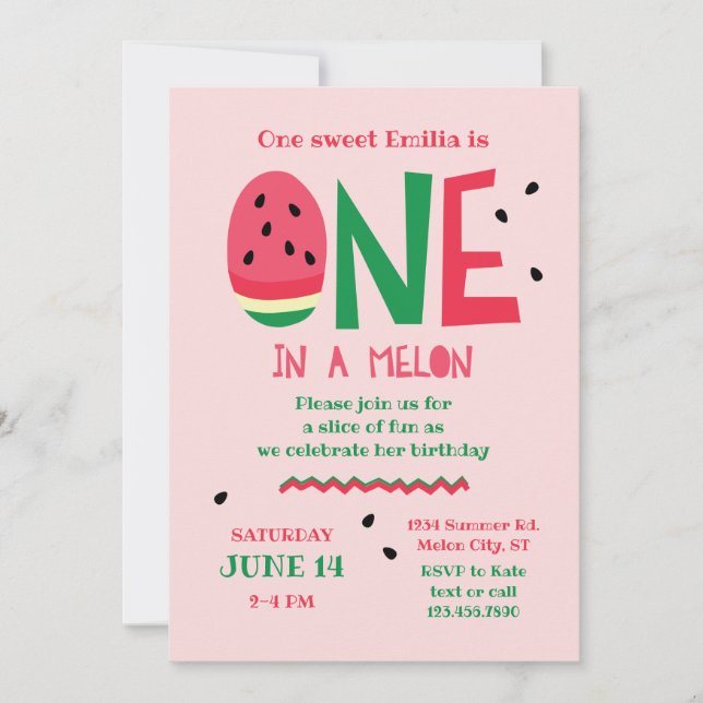 Invitation à un premier anniversaire dans un Melon (Devant)
