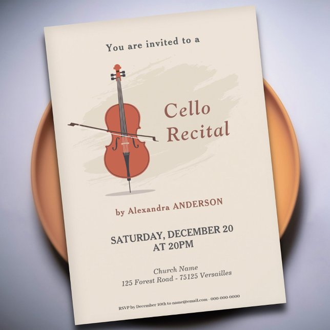 Invitation à un récital de musique de violoncelle (Cello Music Recital Invitation)