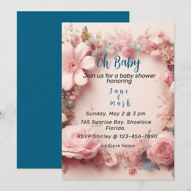 Invitation à une baby shower (Devant / Derrière)