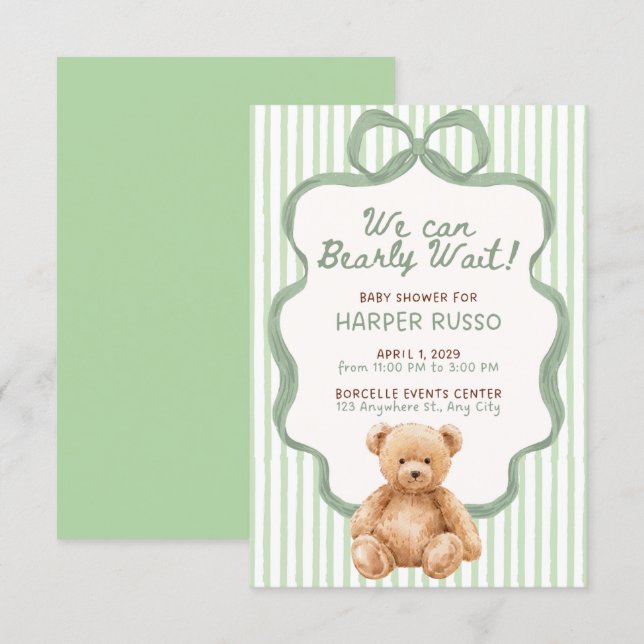 Invitation à une baby shower (Devant / Derrière)