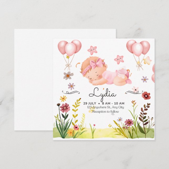 Invitation à une baby shower  (Devant / Derrière)