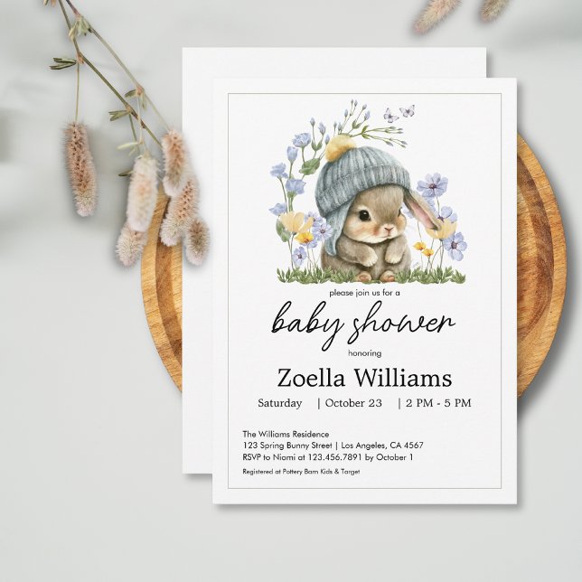 Invitation à une Baby Shower Adorable Petit Lapin (Baby Shower Invitation Sweet Little Bunny 6)