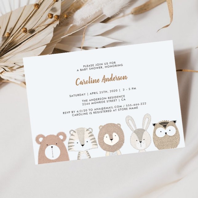 Invitation à une baby shower Animaux de la forêt (Créateur téléchargé)