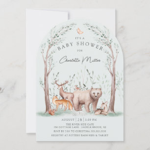 Invitation à une Baby Shower Animaux de la Forêt