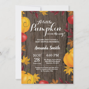 Invitation à une baby shower automnale rustique su