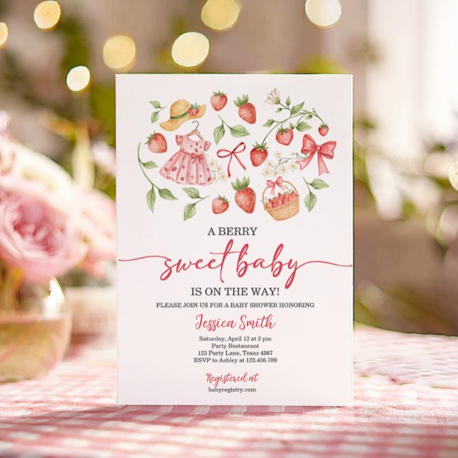 Invitation à une Baby Shower aux Fraises Bébé tout (Créateur téléchargé)