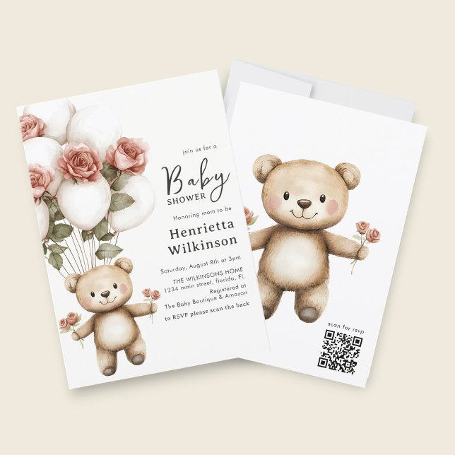 Invitation à une Baby Shower avec Ballons Fleuris  (Créateur téléchargé)