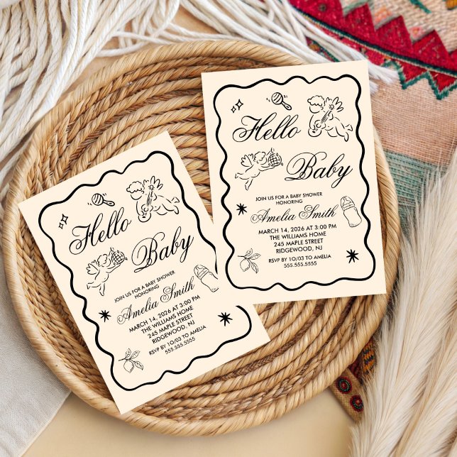 Invitation à une Baby Shower avec Cupidon gribouil (Créateur téléchargé)