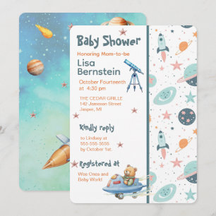 Invitation à une Baby Shower avec un Astronaute Ou
