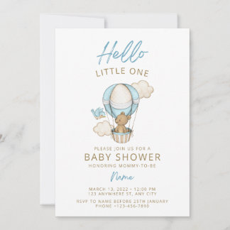 Invitation à une baby shower avec un ours en peluc